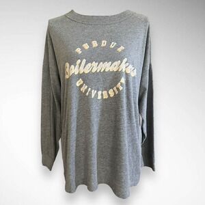 VS PINK With 5TH & Ocean Long Sleeve Gray Purdue University T-Shirt |‎ EUC